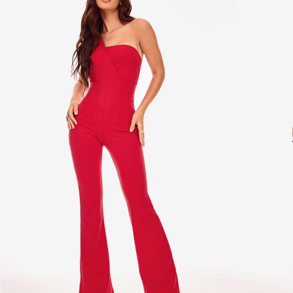 Elegant Red One-Shoulder Jumpsuit